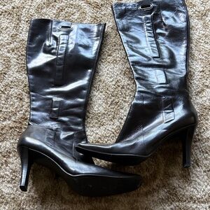 Nine West Shiny Black Heeled Boots
